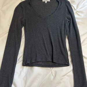 Women's Gray V-Neck Top